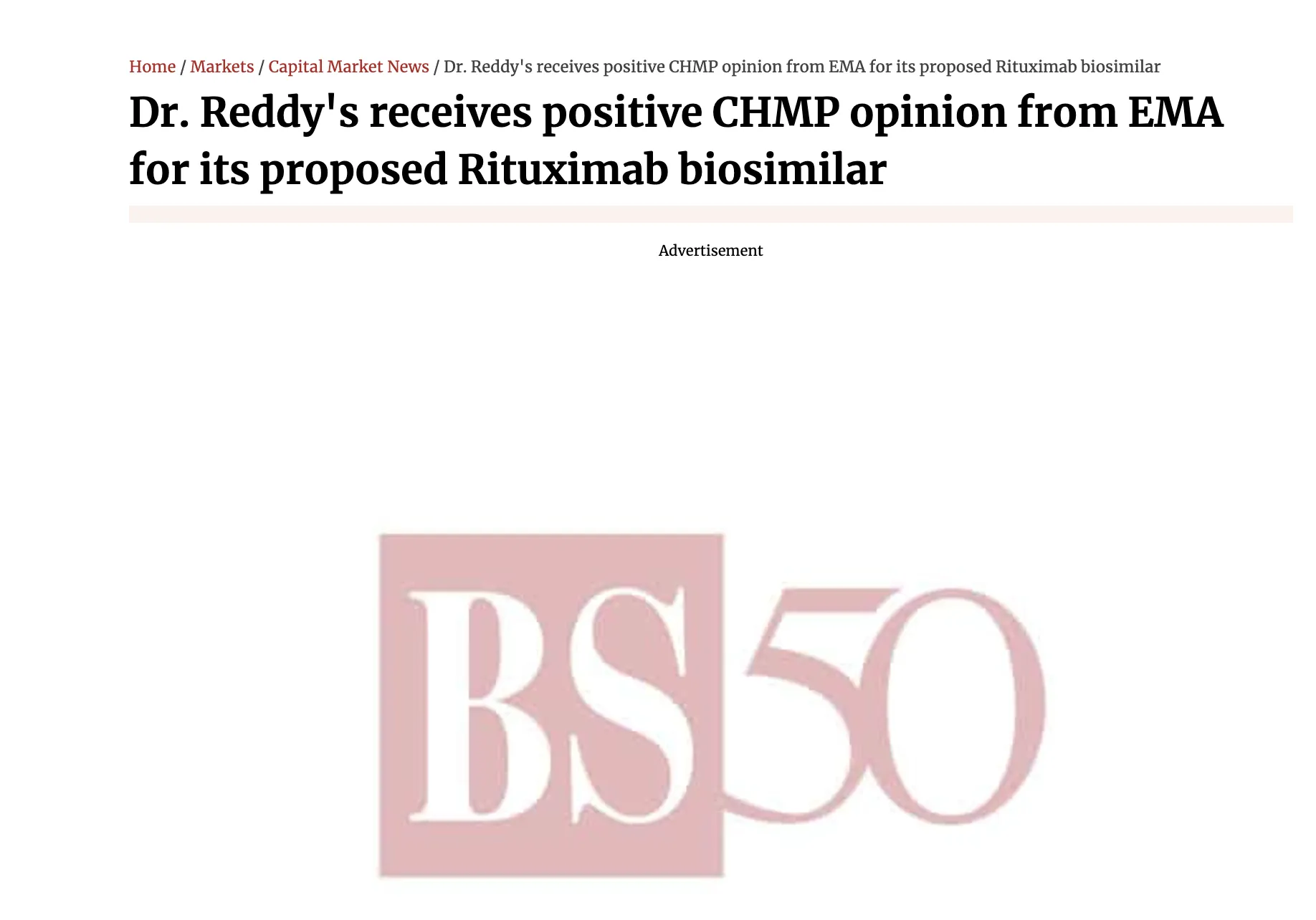 Dr. Reddy's receives positive CHMP